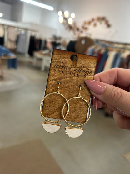 Wooden Half Circle Hoop Dangle Earrings