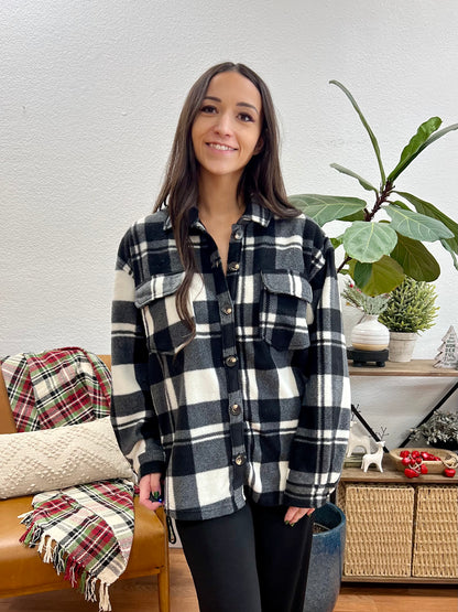 Black Plaid Fleece Shacket