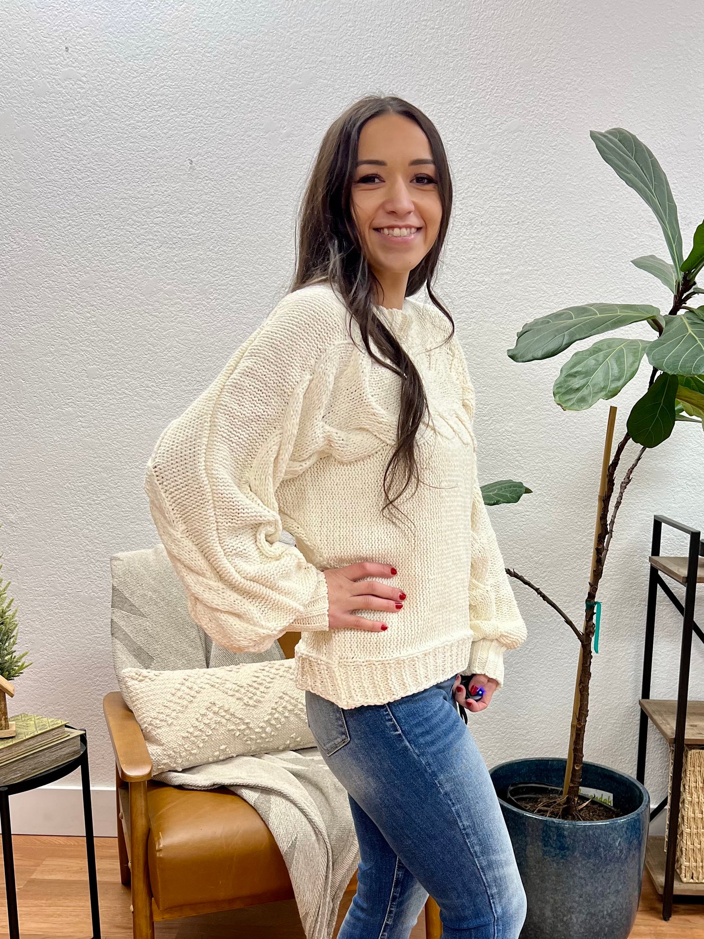 Ivory Cable Pullover Sweater