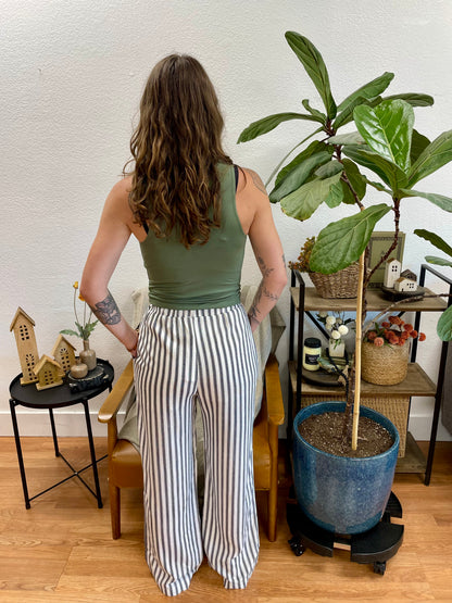 Navy Stripe Linen Pants