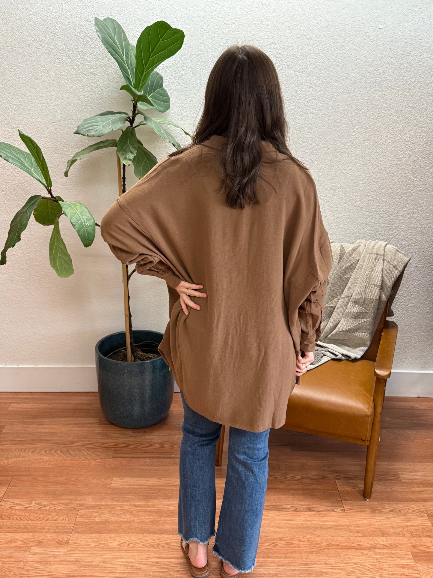 Brown Oversized Button Up