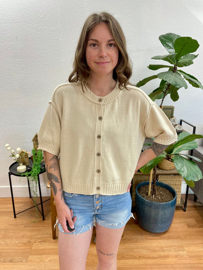Natural Raw Edge Knit Sweater