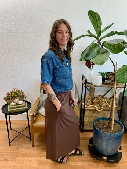 Chocolate Smocked Skirt