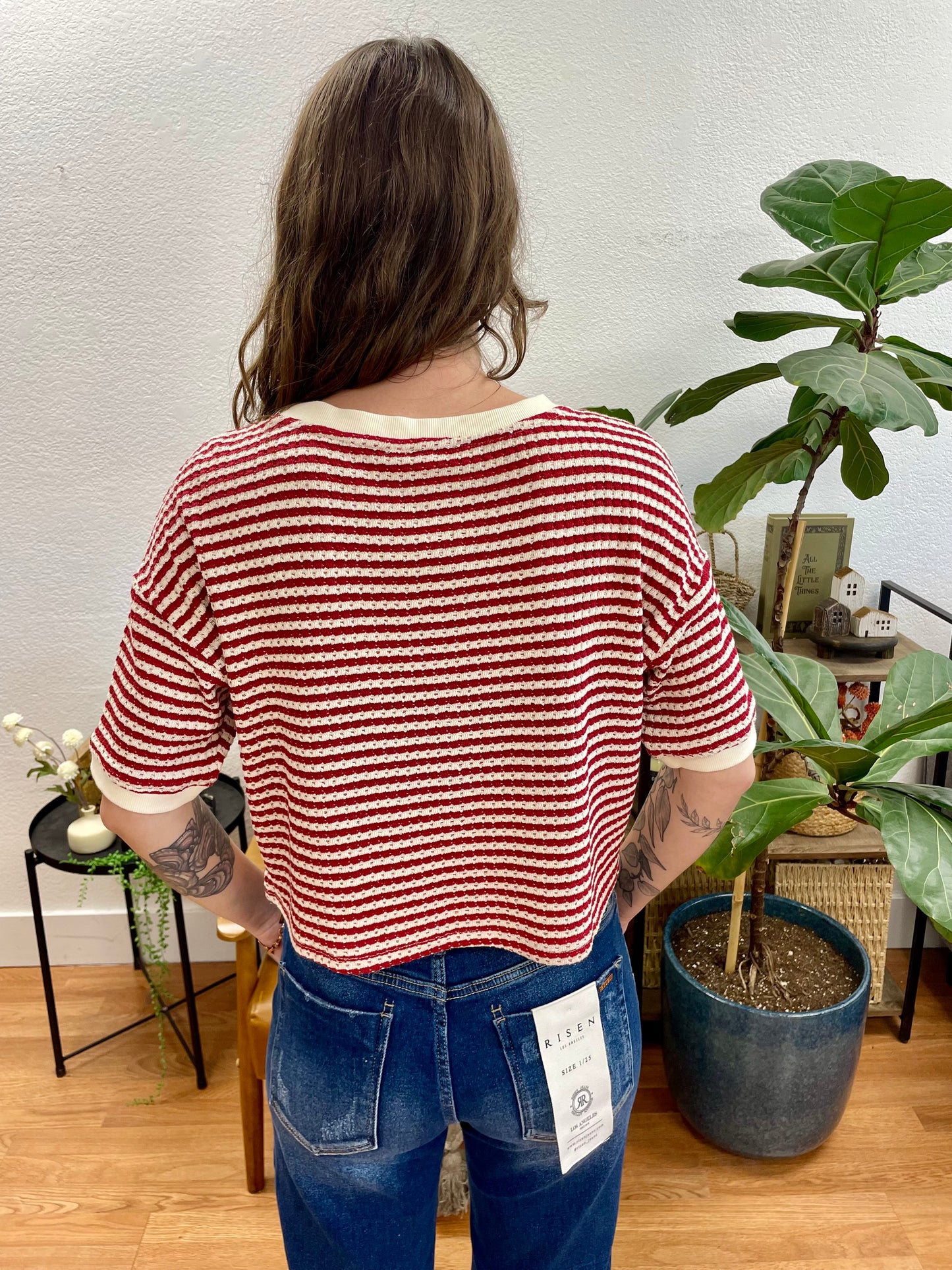 Cream Button Up Textured Top