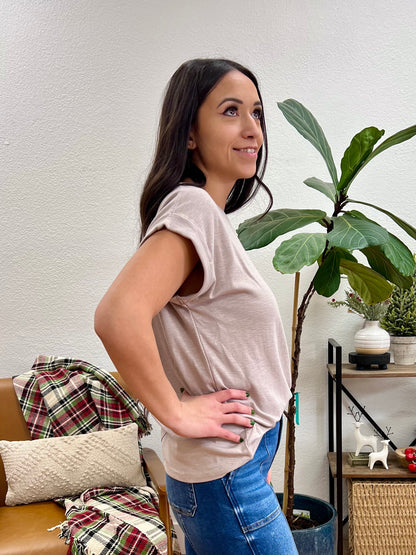 Ash Mocha Modal Rolled Sleeve Tee