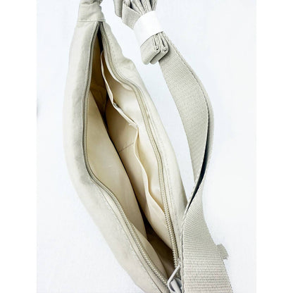 Nylon Crescent Crossbody Purse Beige