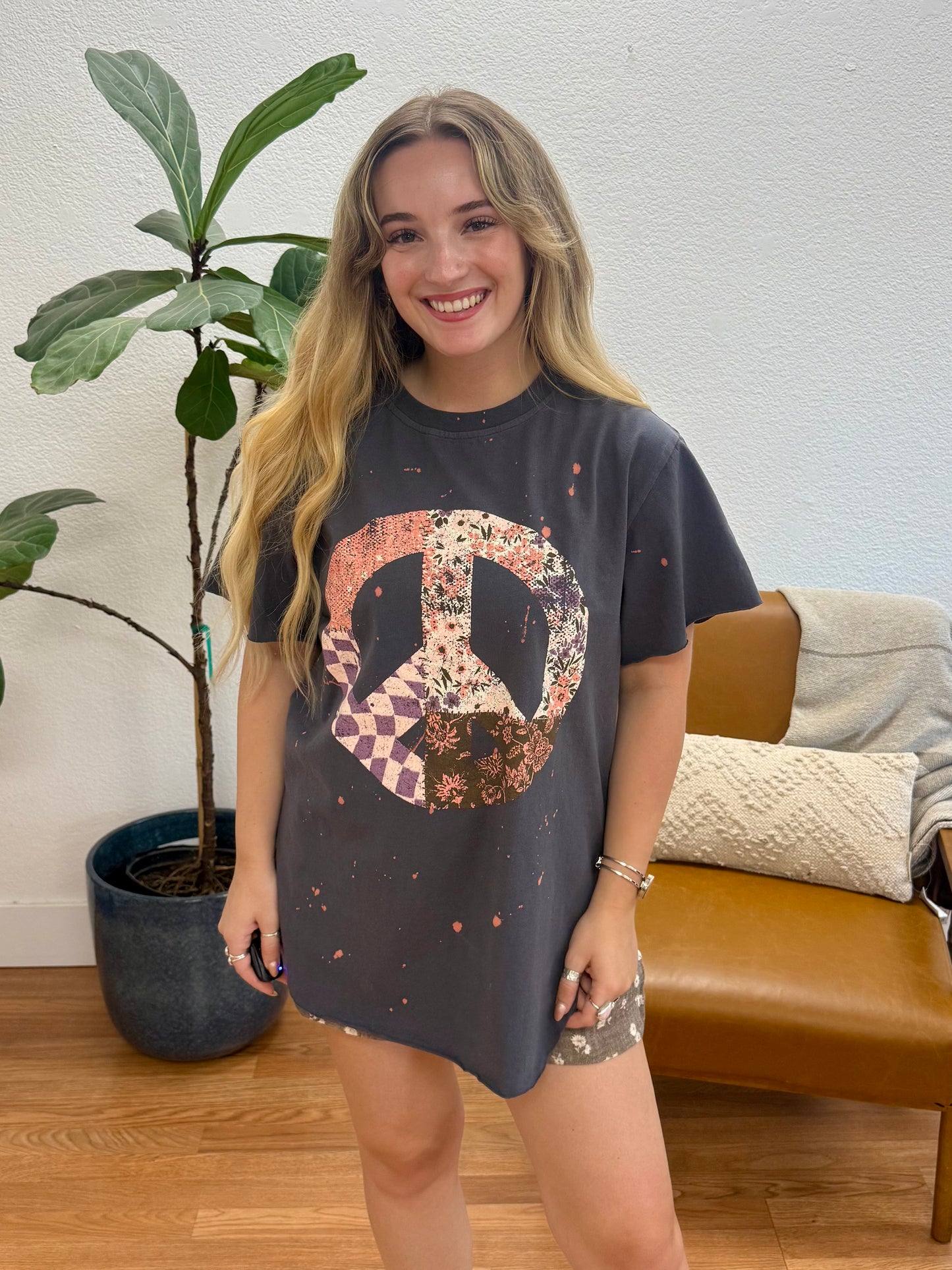 Boho Peace Floral Graphic Top