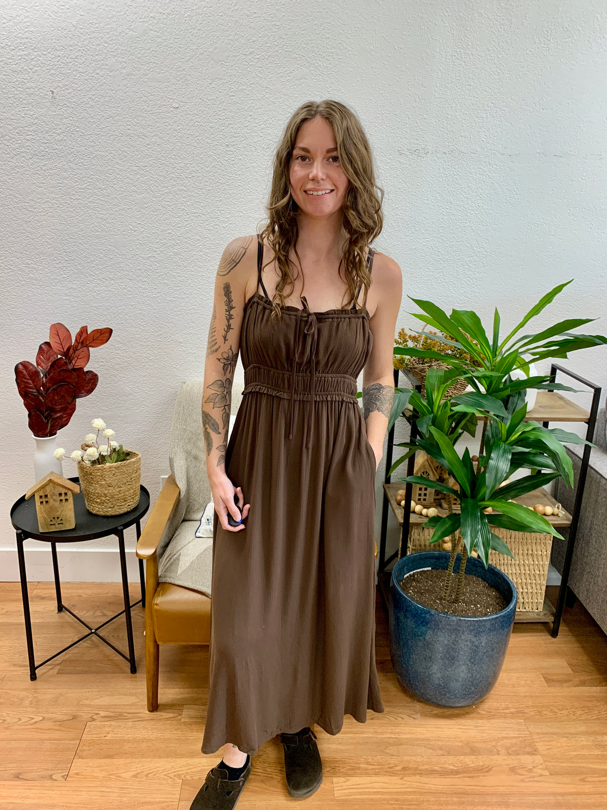 Chocolate Smocked Maxi Dress