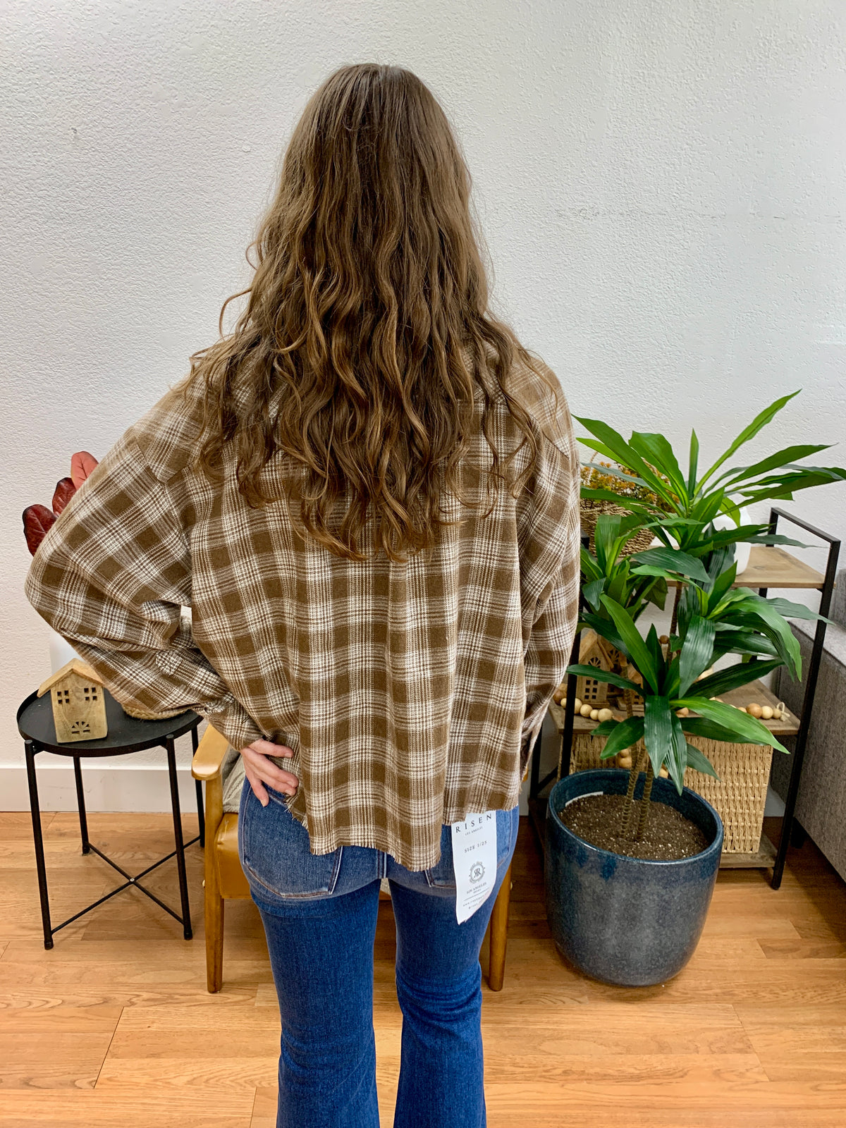 Mocha Cropped Plaid Shirt