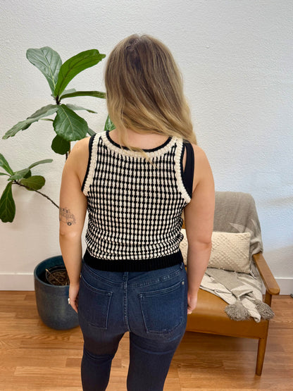 Black Contrast Sweater Vest