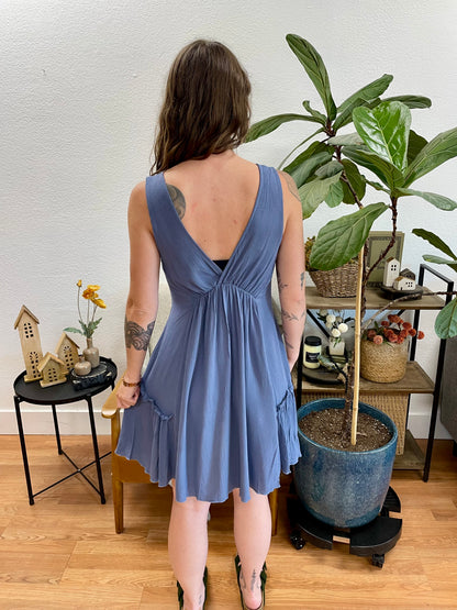 Slate V Neck Full Dress