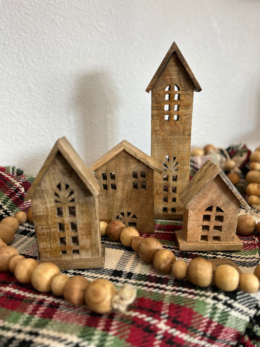 Carved Mango Wood Houses