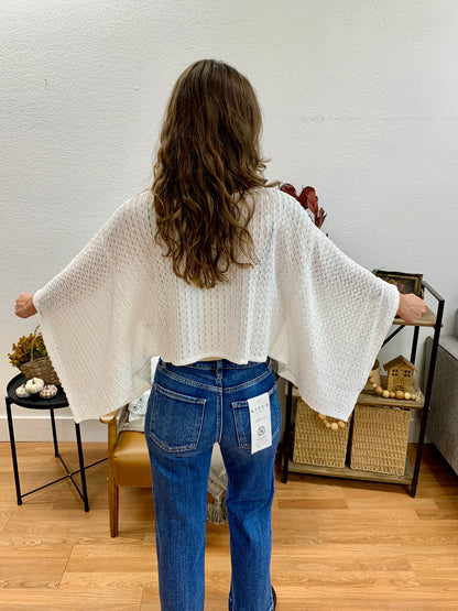 White Kimono Sleeve Top