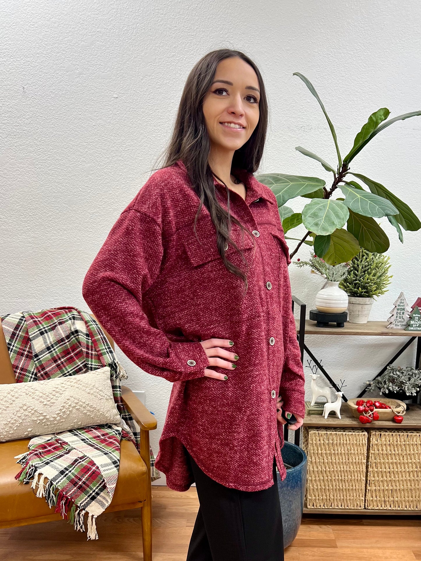 Burgundy Soft Everyday Shacket