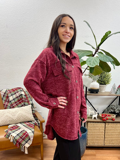 Burgundy Soft Everyday Shacket