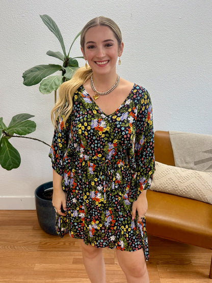 Navy Floral Tie Dress