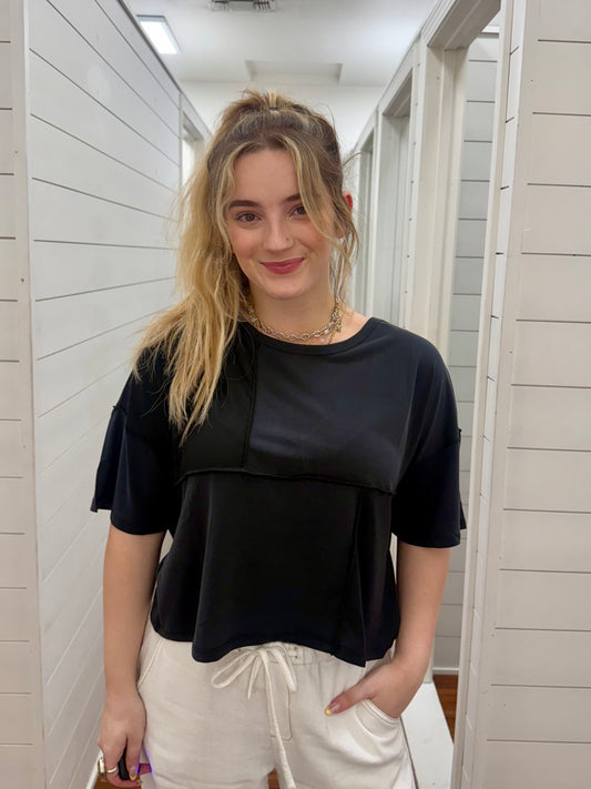 Black Relaxed Puzzle Block Top