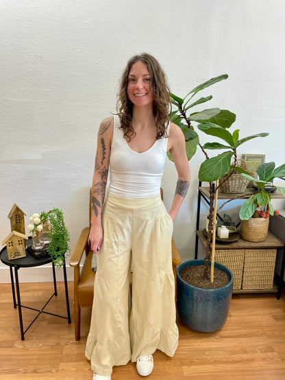 Ecru Wide Leg Pants