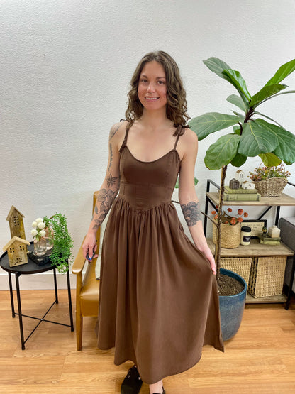 Chocolate Corset Midi Dress