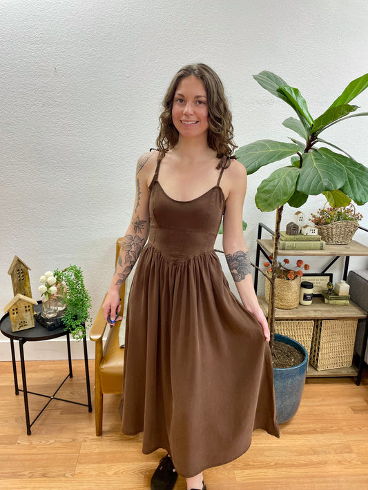 Chocolate Corset Midi Dress
