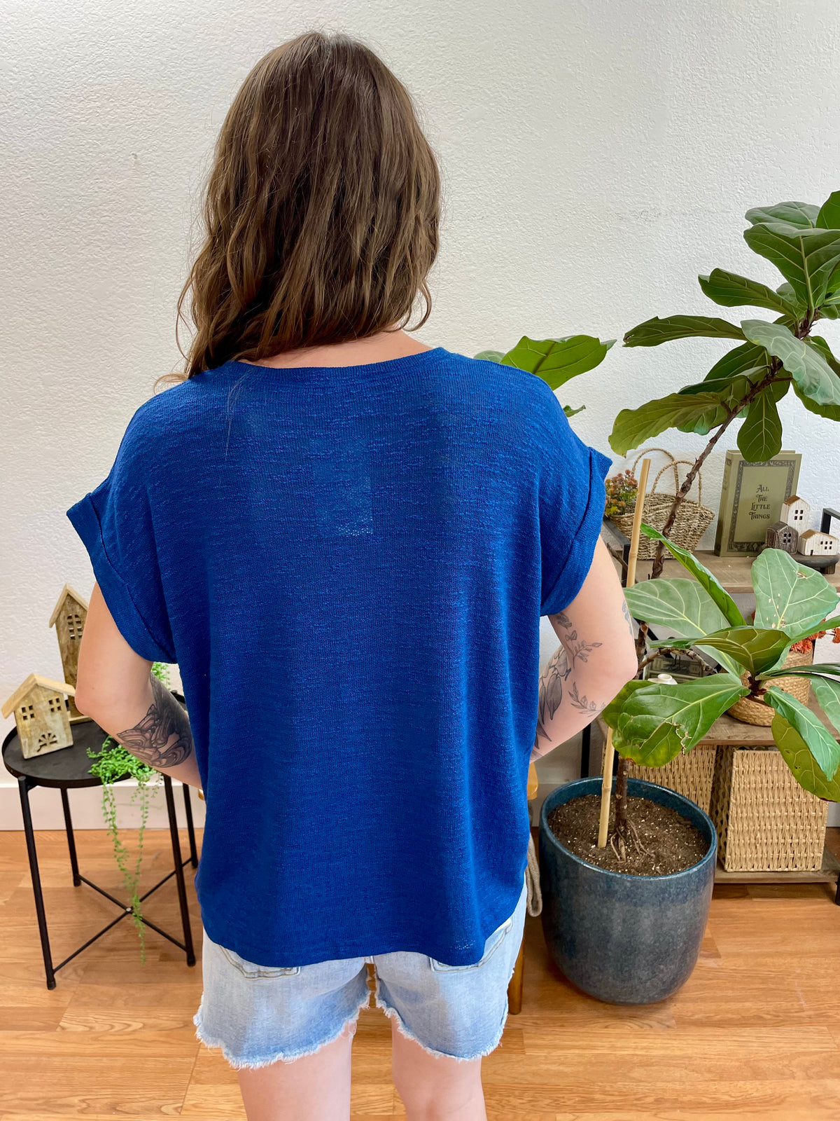 Navy Hacci Slub Tee