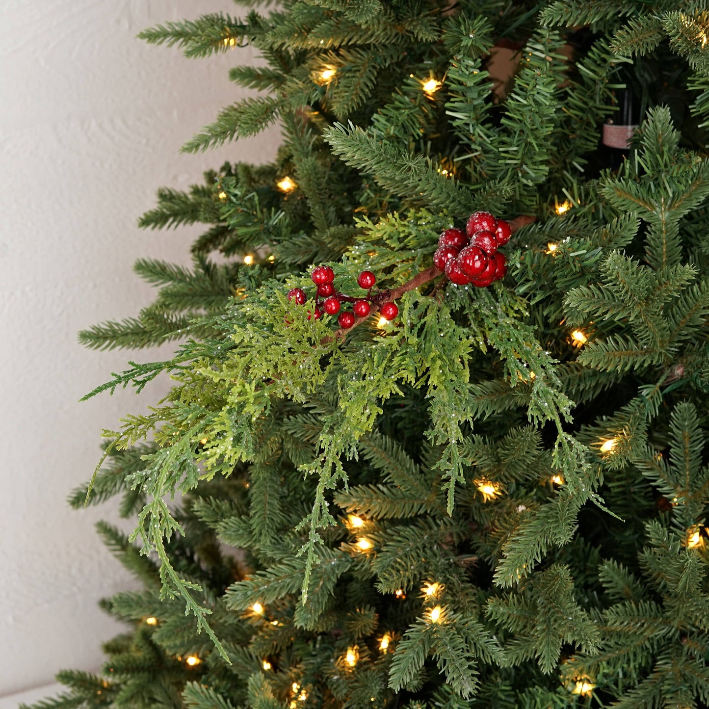 Icy Cedar Pine and Red Berry Spray