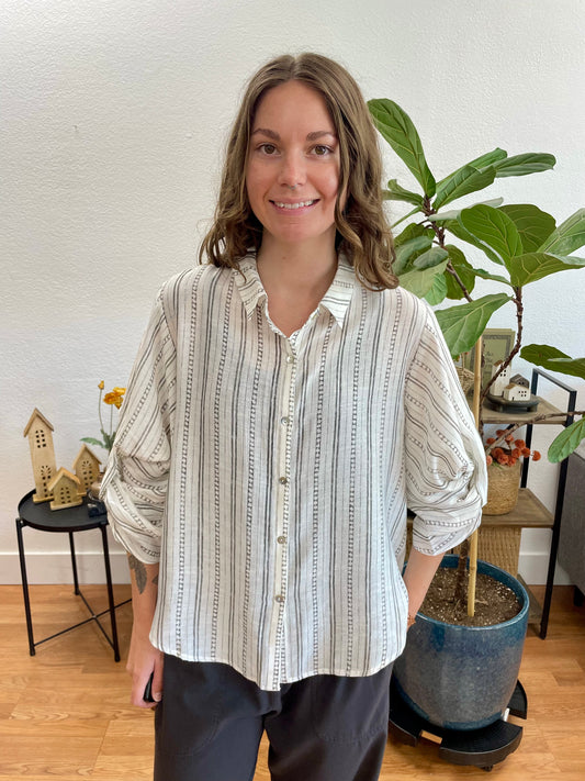 Black Stripe Lightweight Layer Button Down