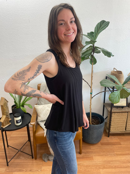 Black Flowy Hem Tank - Terra Cottage