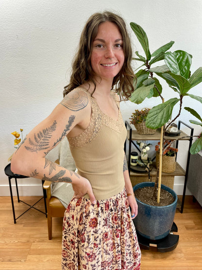 Almond Lace Trim Tank