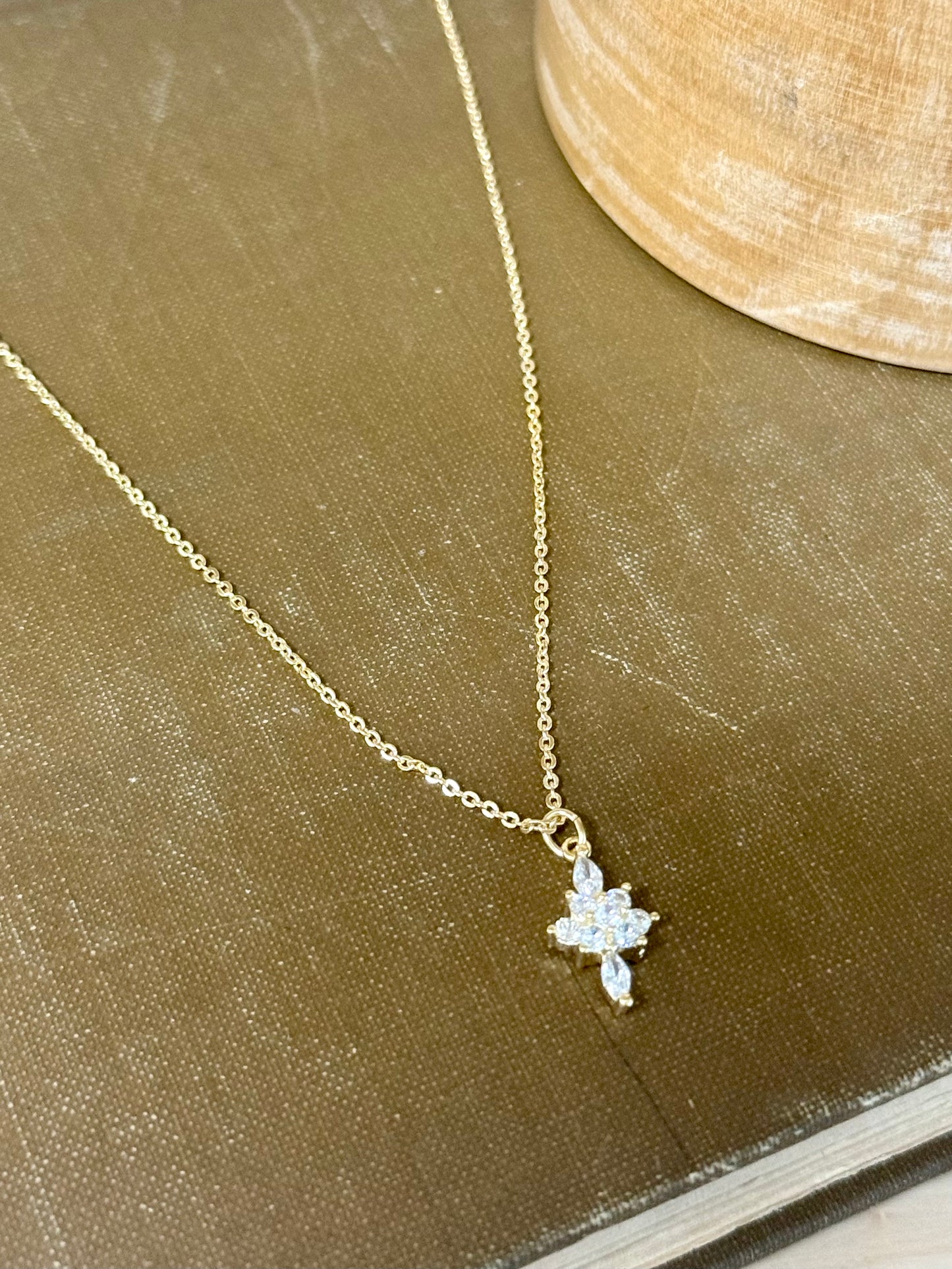 Gold Diamond Floral Necklace