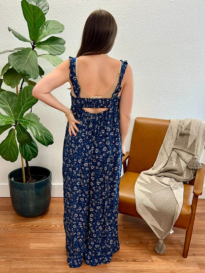 Blue Comfy Wide Leg Jumpsuit