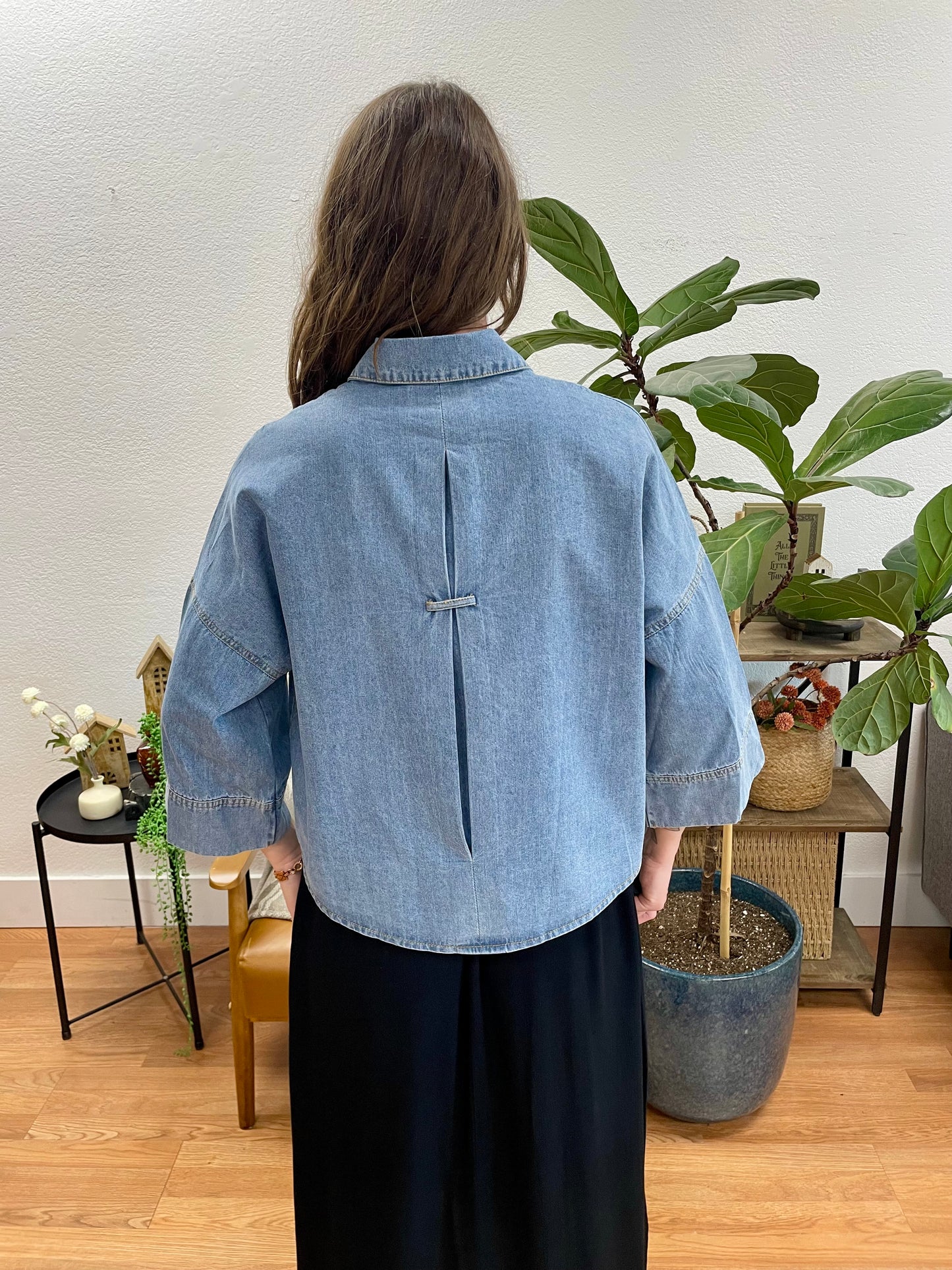 Denim Bell Sleeve Top