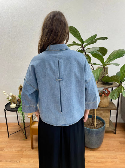 Denim Bell Sleeve Top