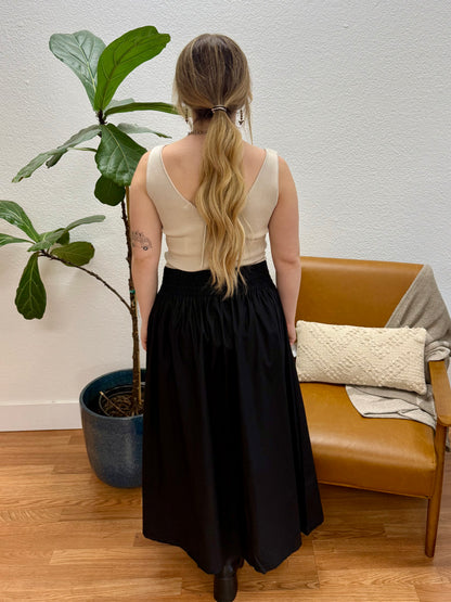 Black Waist Smocking Skirt