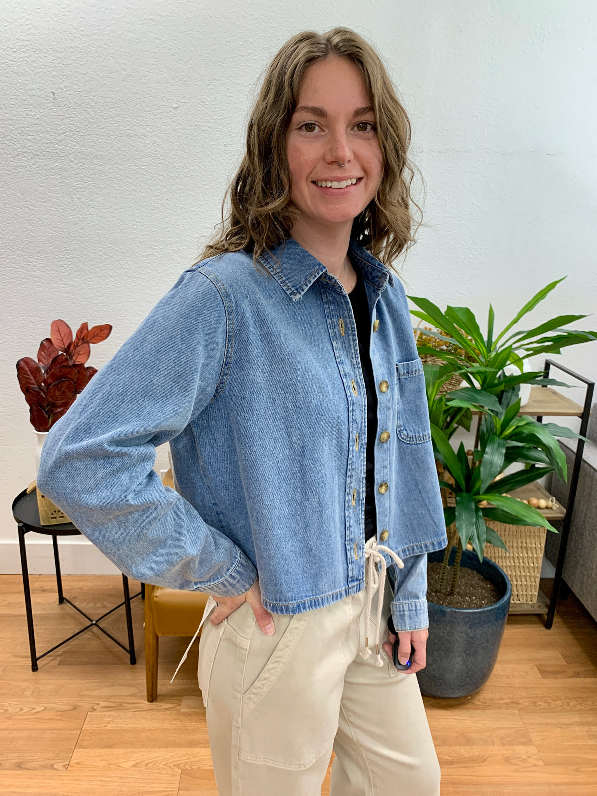 Denim Acid Wash Boxy Shirt