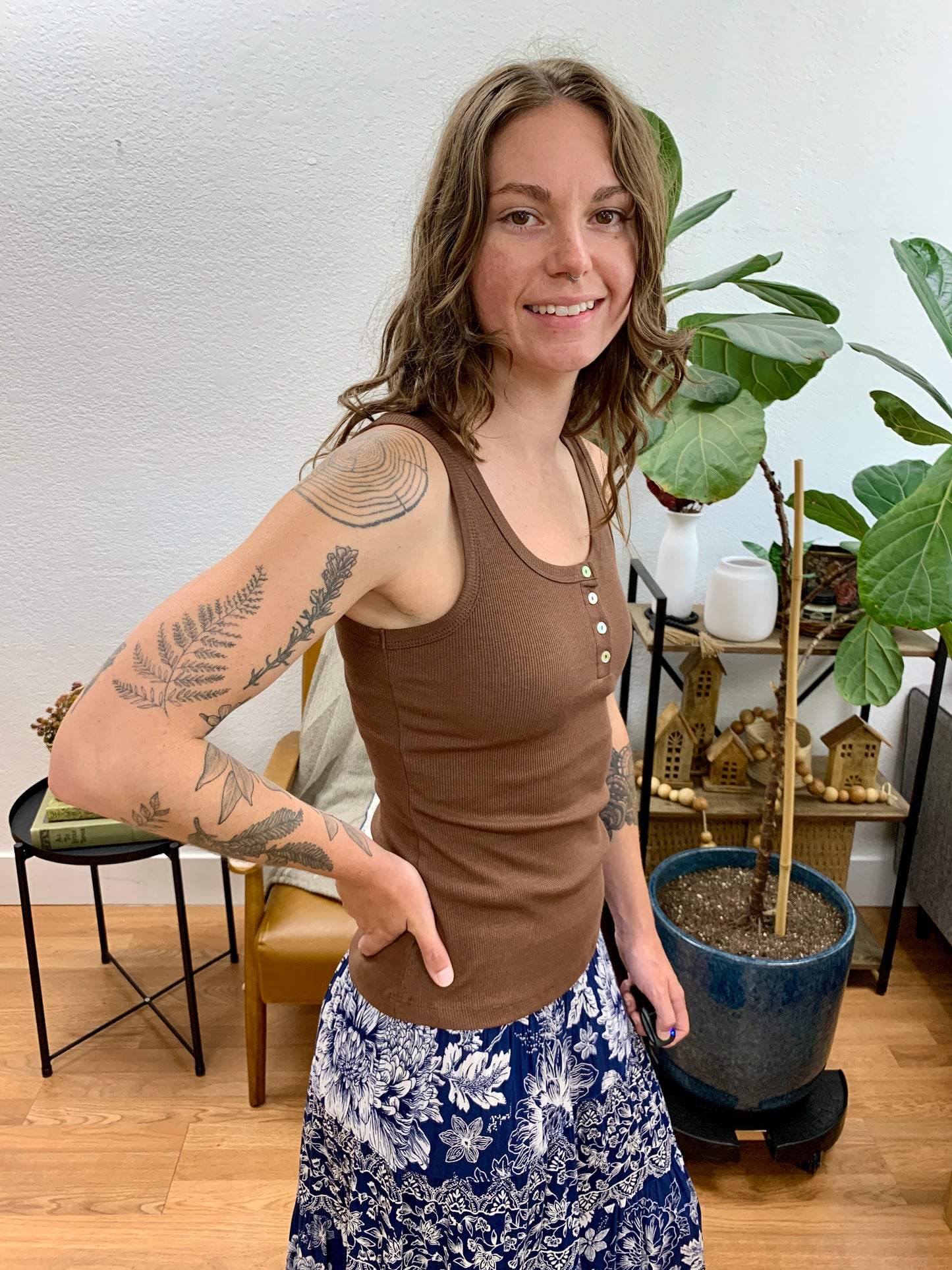 Mocha Henley Tank