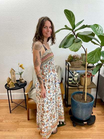 Ivory Floral Smocked Dress