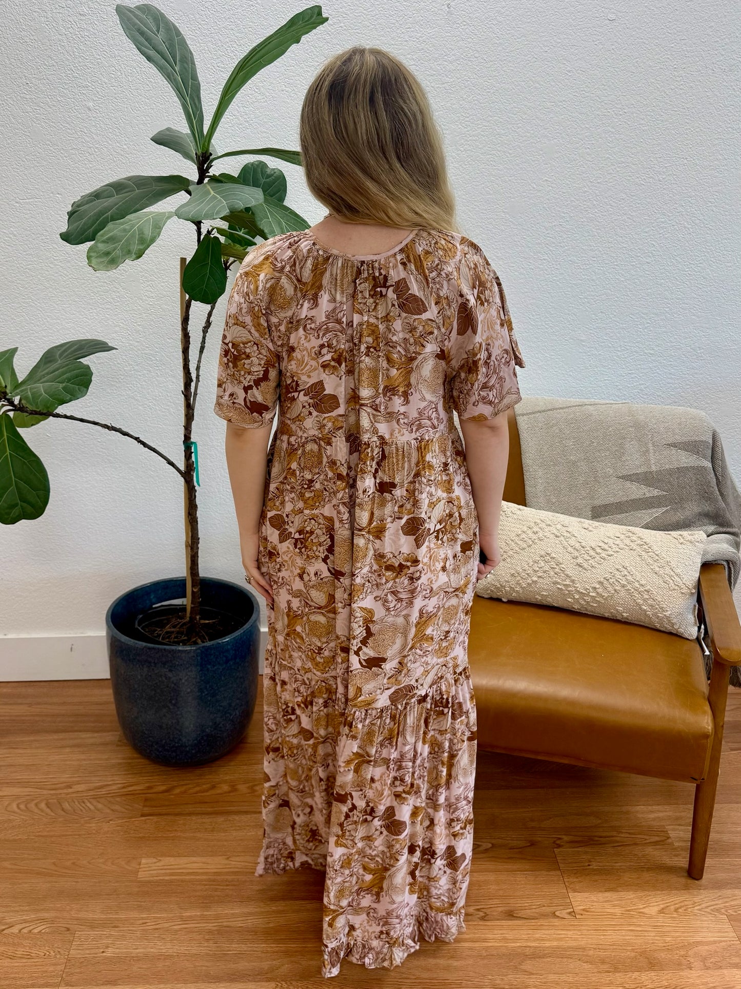 Blush Tiered Floral Maxi Dress