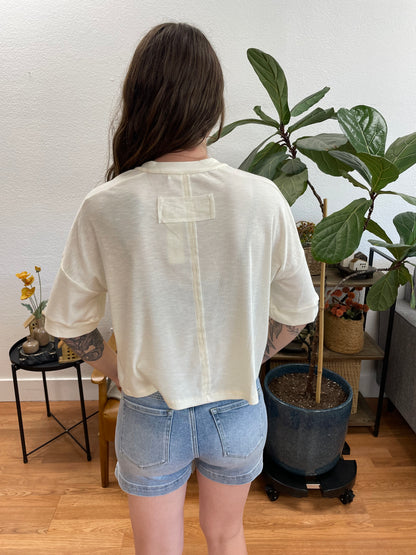 Ivory Round Neck Short Sleeve Sweater
