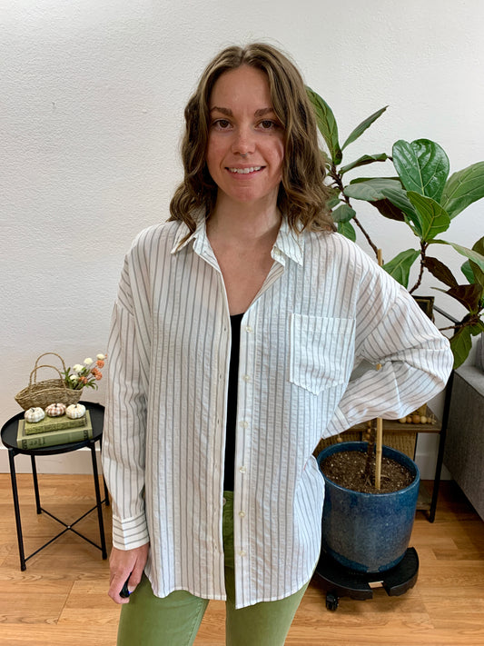 Ivory Striped Long Sleeve Shirt