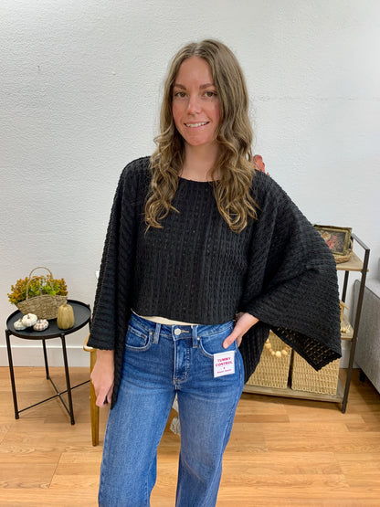 Black Kimono Sleeve Top
