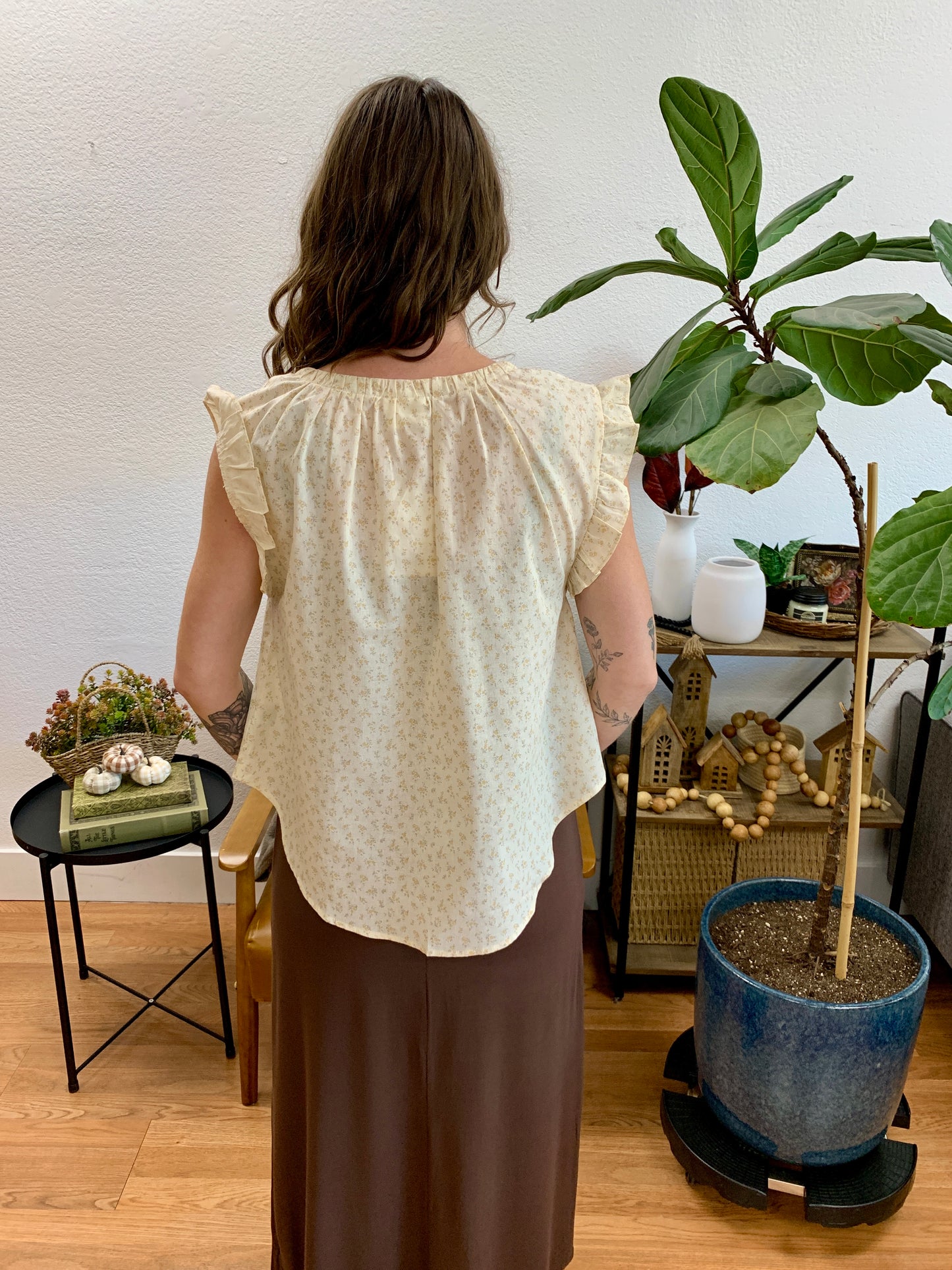 Crochet Floral Button Up Blouse