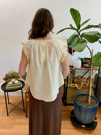 Crochet Floral Button Up Blouse