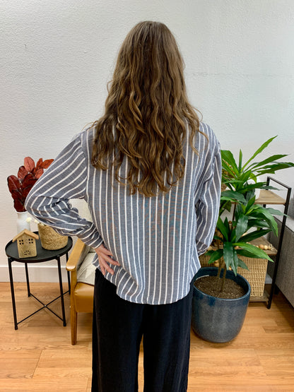 Indigo Stripe Button Up Shirt
