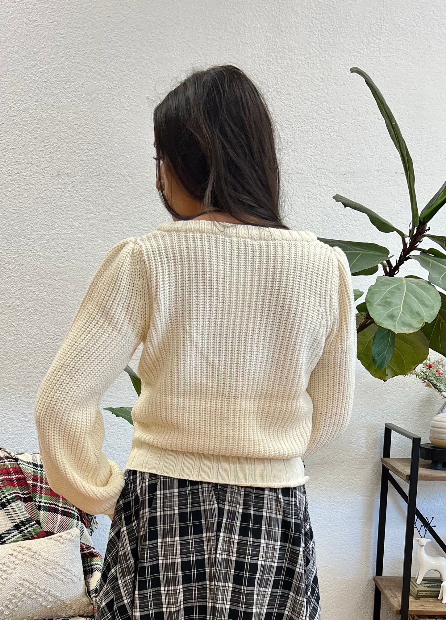 Cream Embroidered Sweater