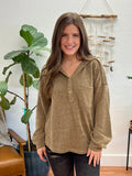 Mocha Soft and Cozy Henley Hoodie