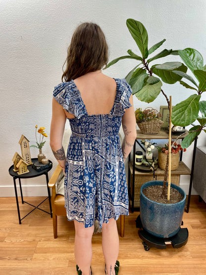 Denim Smocked Bodice Dress