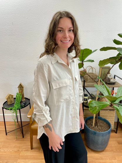 Natural Linen Button Up Blouse