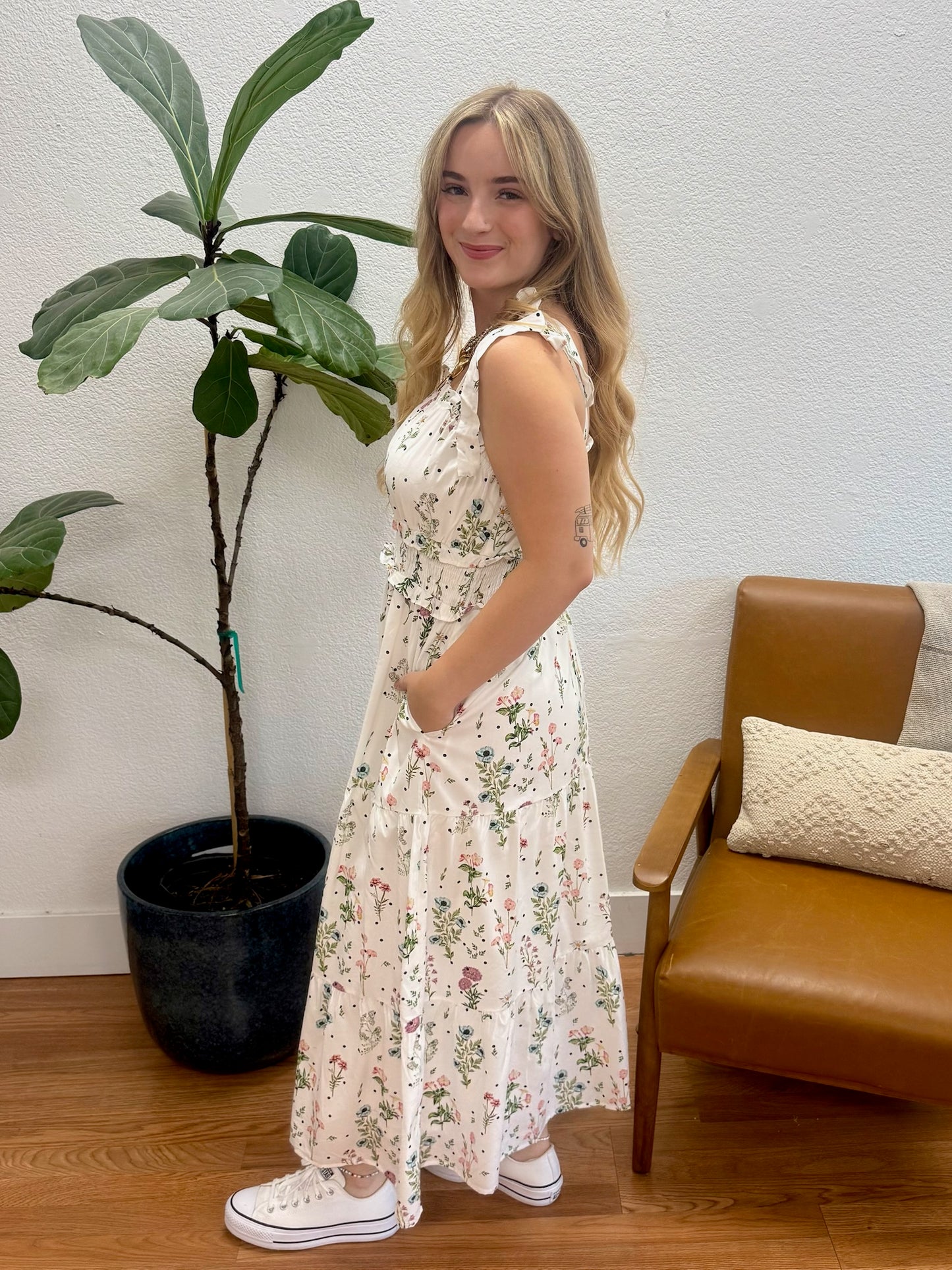 Off White Polka Dot Tank Dress