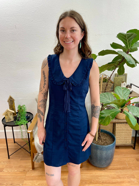 Navy Sailor Tie Neck Dress